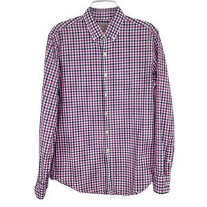 J. Crew Purple Blue White Gingham Cotton Long Sleeve Button Down Shirt Men's S